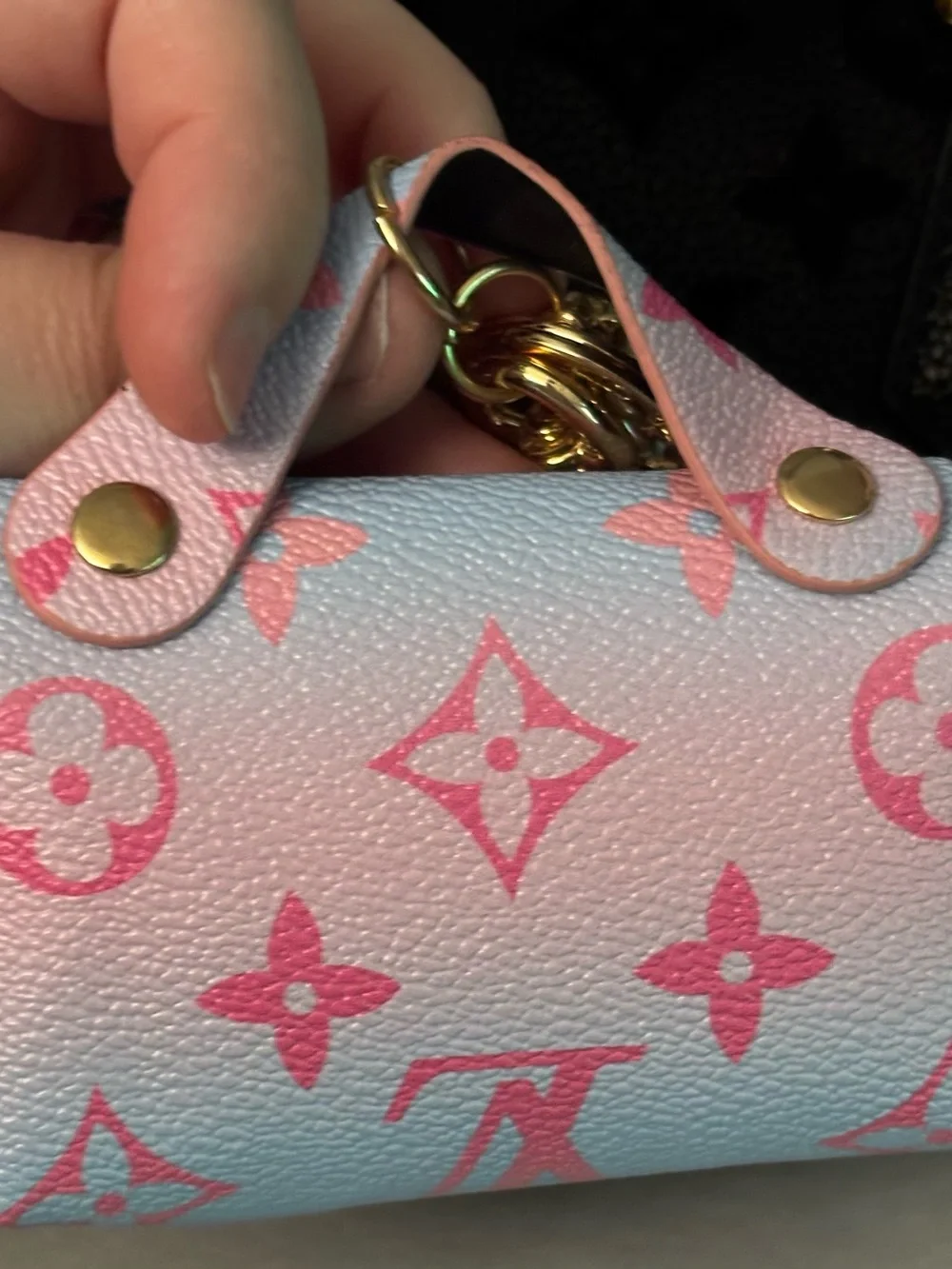 Brand New !  Pink & Light Blue Mini Monogram Key Pouch Charm 👇